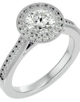 Inel de Logodnă din Aur 14k cu Diamante Create în Laborator Brilliant Halo Pavé de 1.56 ct din 14k Aur Alb - Castelo.ro
