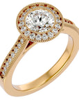 Inel de Logodnă din Aur 14k cu Moissanite Brilliant Halo Pavé de 1.56 ct din 14k Aur Galben - Castelo.ro
