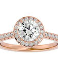 Inel de Logodnă din Aur 14k cu Moissanite Brilliant Halo Pavé de 1.58 ct din 14k Aur Roz - Castelo.ro