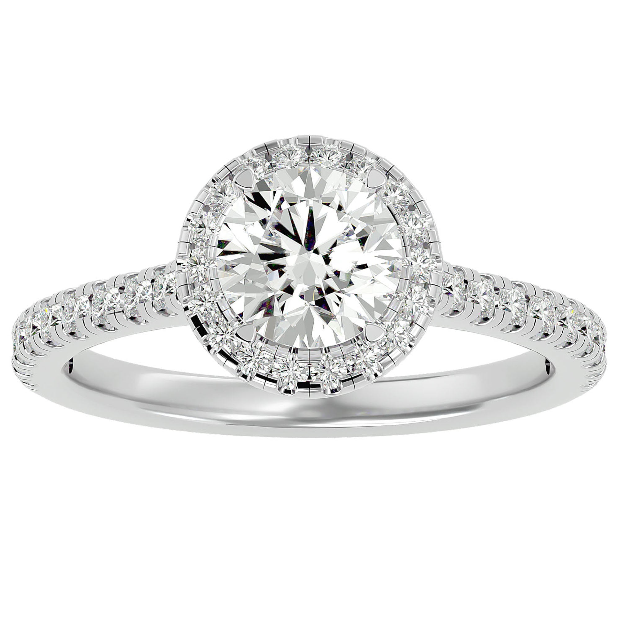 Inel de Logodnă cu Moissanite Brilliant Halo Pavé de 1.58 ct din Platina - Castelo.ro