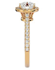 Inel de Logodnă din Aur 14k cu Diamante Naturale Brilliant Halo Pavé de 1.58 ct din 14k Aur Galben - Castelo.ro