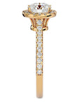 Inel de Logodnă din Aur 14k cu Diamante Naturale Brilliant Halo Pavé de 1.58 ct din 14k Aur Galben - Castelo.ro