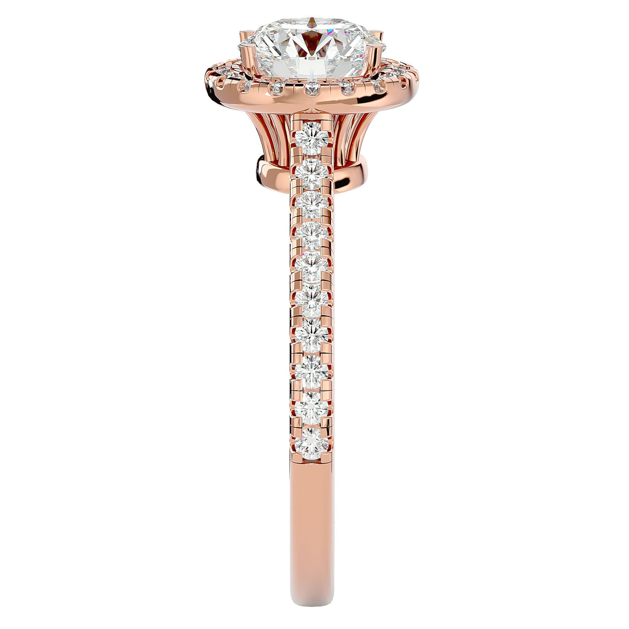 Inel de Logodnă din Aur 14k cu Moissanite Brilliant Halo Pavé de 1.58 ct din 14k Aur Roz - Castelo.ro