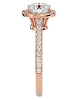Inel de Logodnă cu Moissanite Brilliant Halo Pavé de 1.58 ct din 18k Aur Roz - Castelo.ro