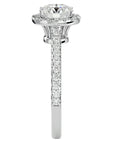 Inel de Logodnă din Aur 14k cu Diamante Naturale Brilliant Halo Pavé de 1.58 ct din 14k Aur Alb - Castelo.ro