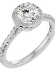 Inel de Logodnă cu Moissanite Brilliant Halo Pavé de 1.58 ct din Platina - Castelo.ro
