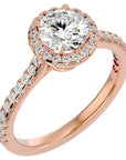 Inel de Logodnă cu Moissanite Brilliant Halo Pavé de 1.58 ct din 18k Aur Roz - Castelo.ro