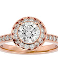 Inel de Logodnă din Aur 14k cu Diamante Create în Laborator Brilliant Halo Pavé de 1.73 ct din 14k Aur Roz - Castelo.ro