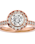 Inel de Logodnă din Aur 14k cu Diamante Create în Laborator Brilliant Halo Pavé de 1.73 ct din 14k Aur Roz - Castelo.ro