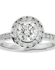 Inel de Logodnă din Aur 14k cu Diamante Create în Laborator Brilliant Halo Pavé de 1.73 ct din 14k Aur Alb - Castelo.ro