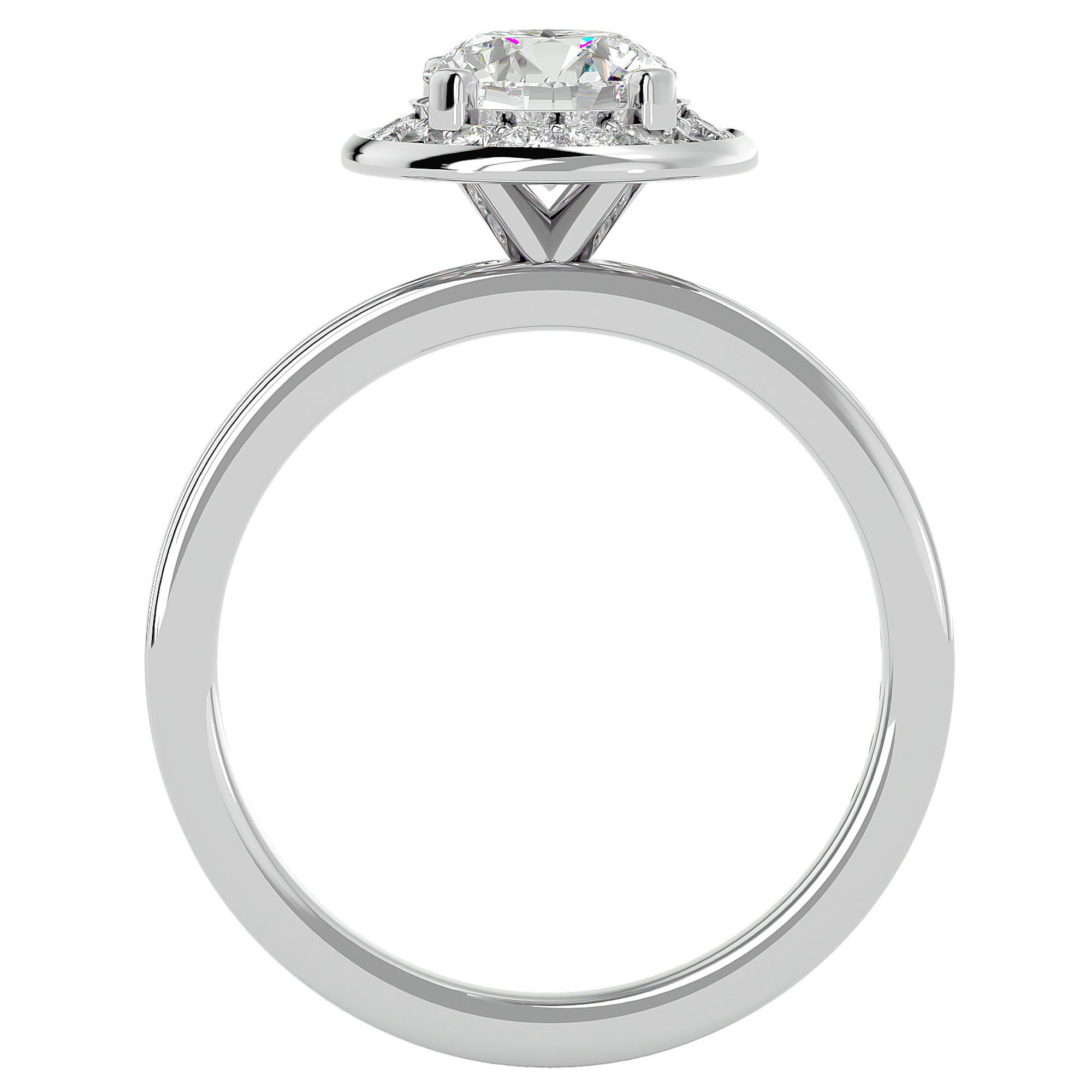 Inel de Logodnă din Aur 14k cu Diamante Create în Laborator Brilliant Halo Pavé de 1.73 ct din 14k Aur Alb - Castelo.ro