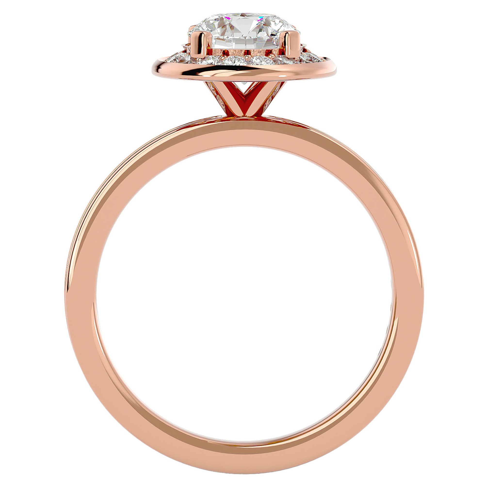 Inel de Logodnă din Aur 14k cu Diamante Naturale Brilliant Halo Pavé de 1.73 ct din 14k Aur Roz - Castelo.ro