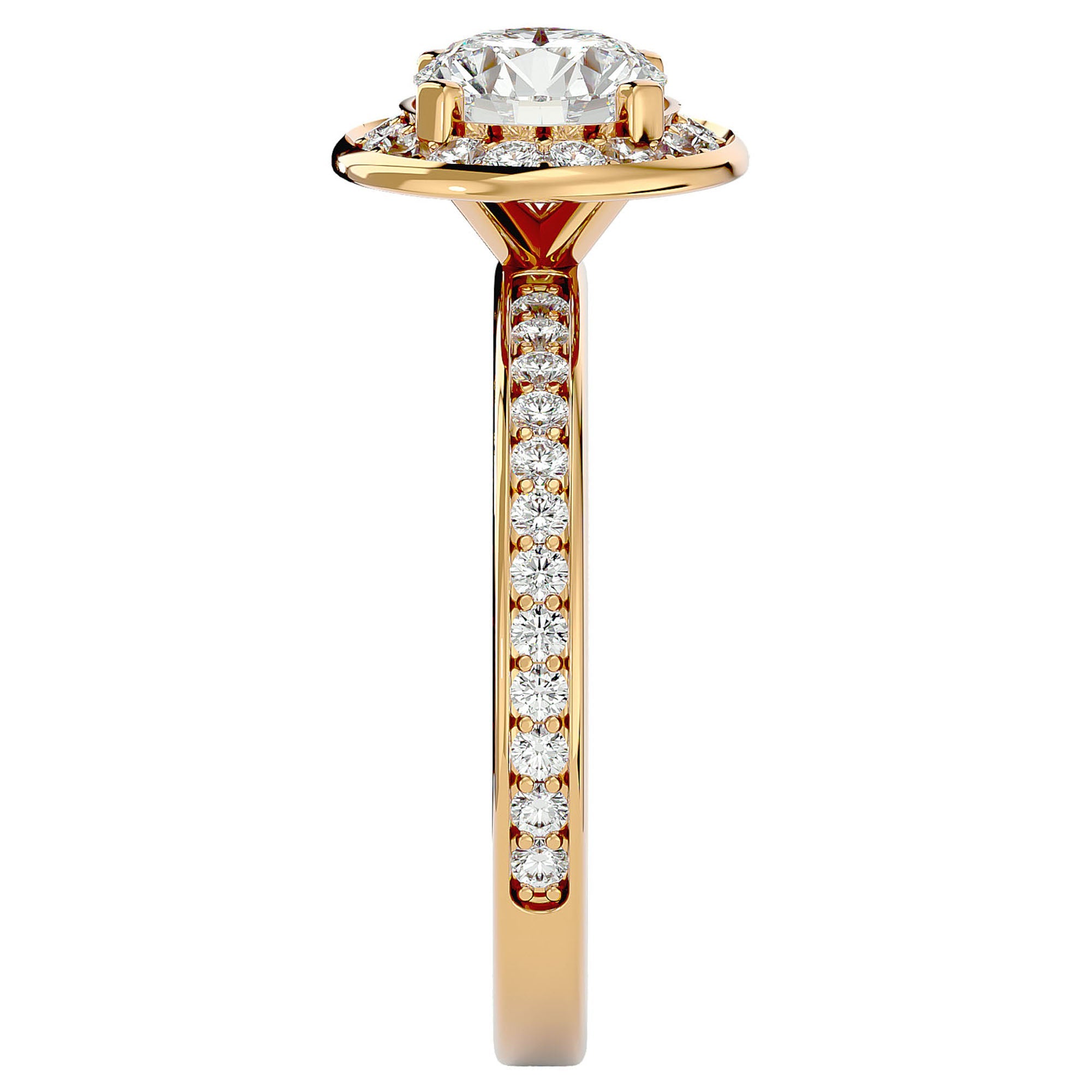 Inel de Logodnă din Aur 14k cu Diamante Naturale Brilliant Halo Pavé de 1.73 ct din 14k Aur Galben - Castelo.ro