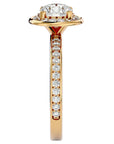 Inel de Logodnă cu Diamante Naturale Brilliant Halo Pavé de 1.73 ct din 18k Aur Galben - Castelo.ro