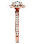 Inel de Logodnă cu Diamante Naturale Brilliant Halo Pavé de 1.73 ct din 18k Aur Roz - Castelo.ro