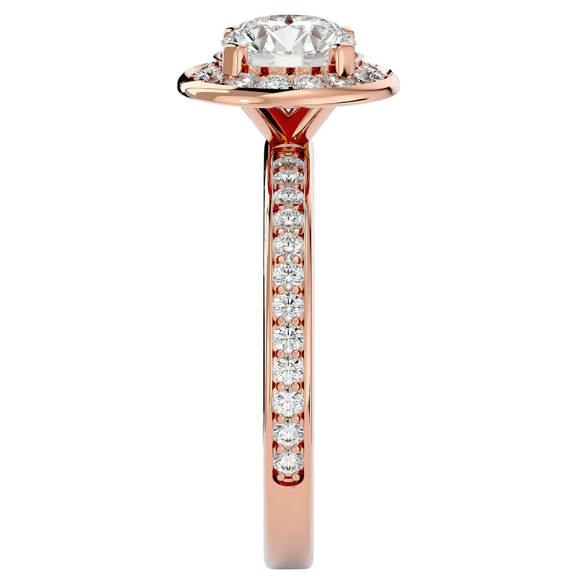 Inel de Logodnă din Aur 14k cu Diamante Create în Laborator Brilliant Halo Pavé de 1.73 ct din 14k Aur Roz - Castelo.ro