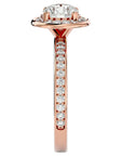 Inel de Logodnă din Aur 14k cu Diamante Create în Laborator Brilliant Halo Pavé de 1.73 ct din 14k Aur Roz - Castelo.ro