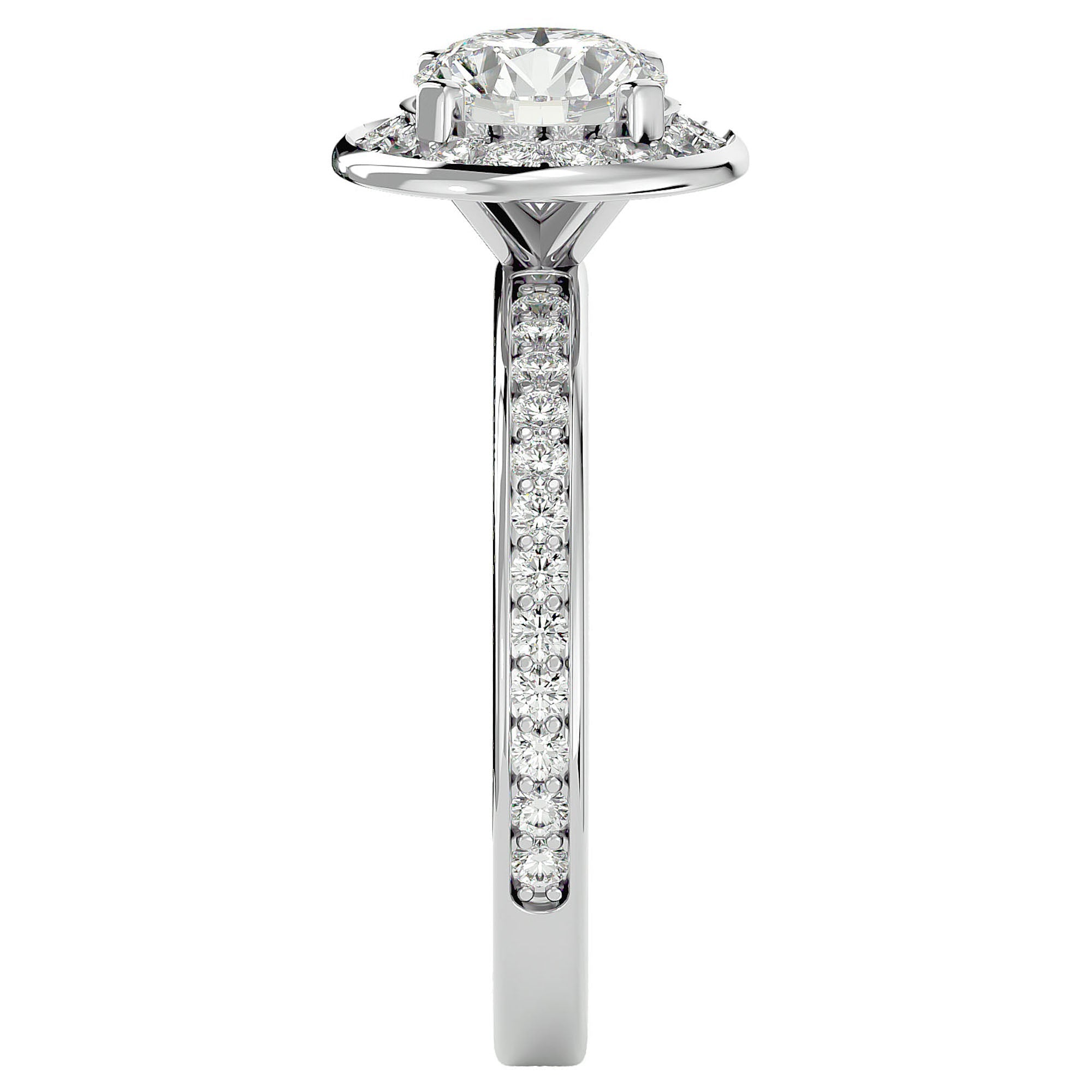 Inel de Logodnă din Aur 14k cu Diamante Create în Laborator Brilliant Halo Pavé de 1.73 ct din 14k Aur Alb - Castelo.ro