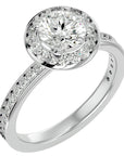 Inel de Logodnă cu Diamante Naturale Brilliant Halo Pavé de 1.73 ct din Platina - Castelo.ro