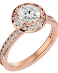 Inel de Logodnă cu Moissanite Brilliant Halo Pavé de 1.73 ct din 18k Aur Roz - Castelo.ro