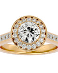 Inel de Logodnă din Aur 14k cu Diamante Naturale Brilliant Halo Pavé de 2.22 ct din 14k Aur Alb - Castelo.ro