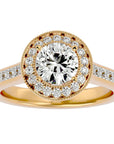 Inel de Logodnă din Aur 14k cu Diamante Create în Laborator Brilliant Halo Pavé de 2.22 ct din 14k Aur Alb - Castelo.ro