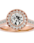 Inel de Logodnă din Aur 14k cu Moissanite Brilliant Halo Pavé de 2.22 ct din 14k Aur Roz - Castelo.ro