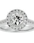 Inel de Logodnă cu Diamante Create în Laborator Brilliant Halo Pavé de 2.22 ct din Platina - Castelo.ro