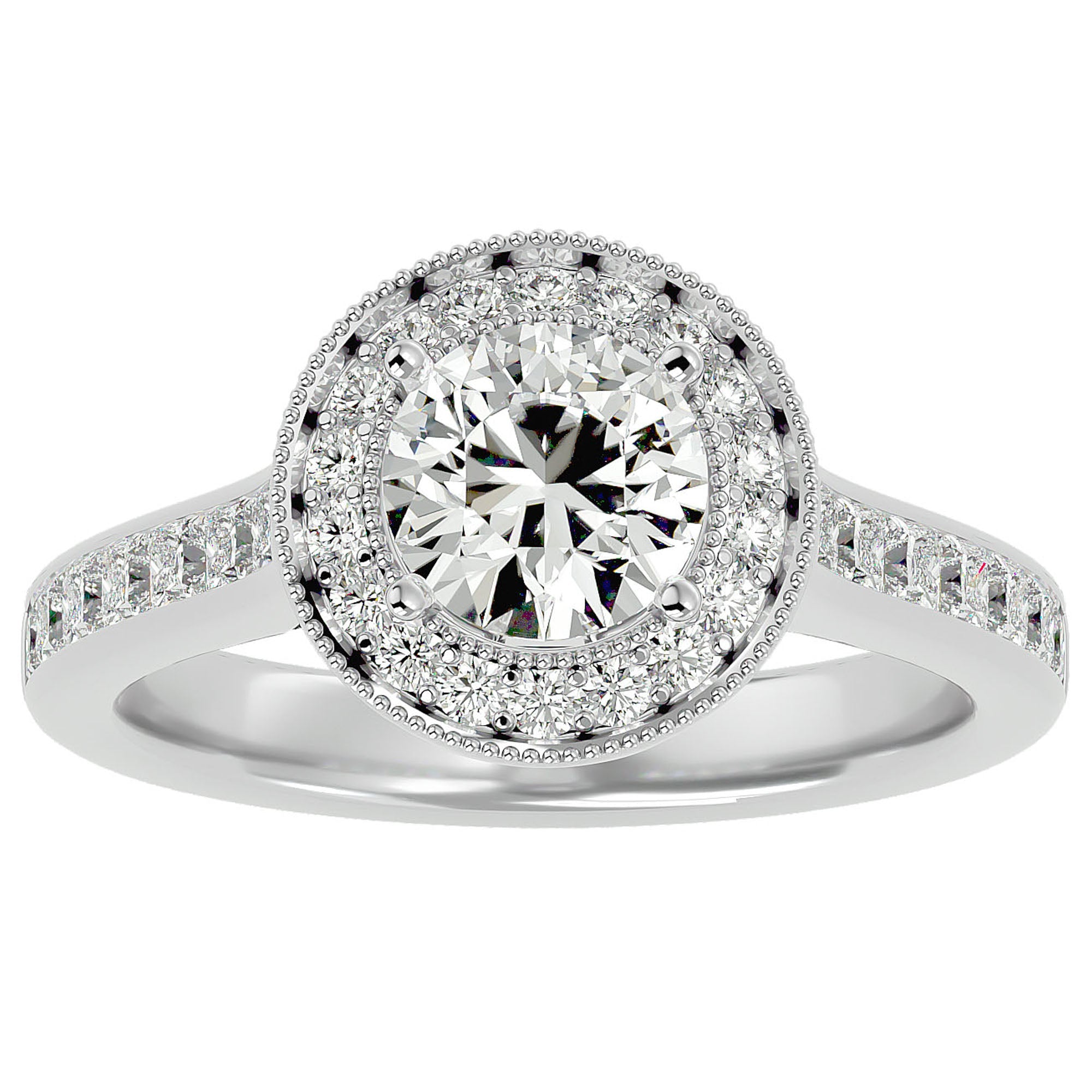 Inel de Logodnă cu Moissanite Brilliant Halo Pavé de 2.22 ct din - Castelo.ro