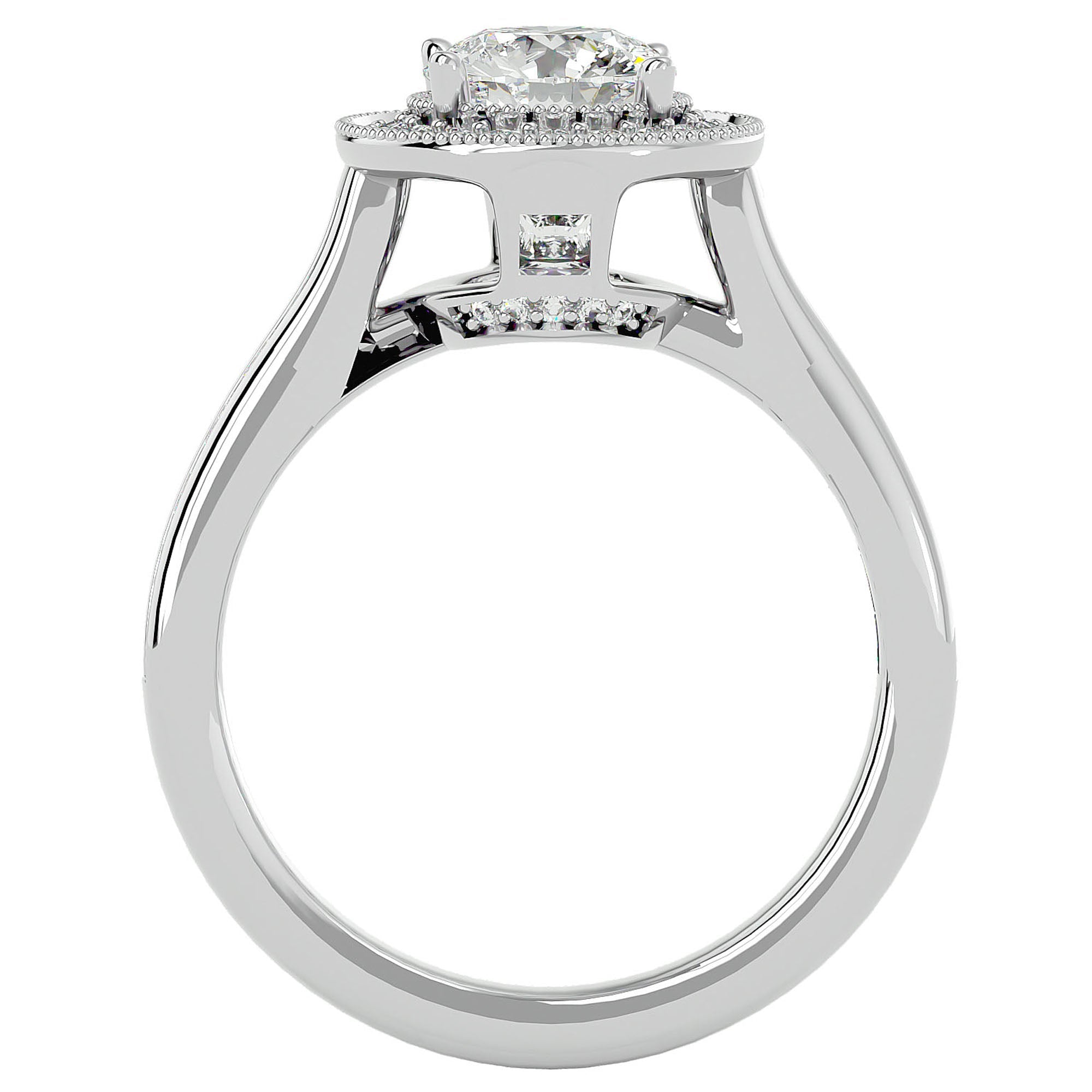 Inel de Logodnă cu Moissanite Brilliant Halo Pavé de 2.22 ct din Platina - Castelo.ro