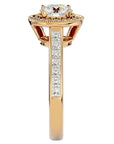 Inel de Logodnă cu Moissanite Brilliant Halo Pavé de 2.22 ct din 18k Aur Galben - Castelo.ro