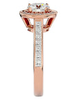 Inel de Logodnă cu Diamante Create în Laborator Brilliant Halo Pavé de 2.22 ct din 18k Aur Roz - Castelo.ro