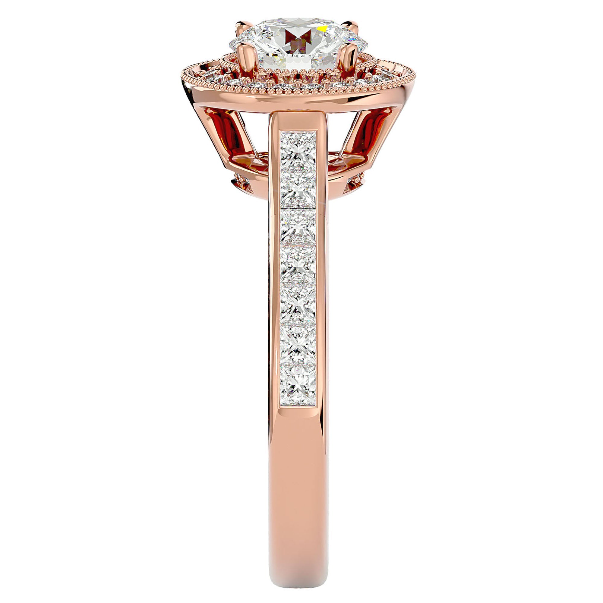 Inel de Logodnă din Aur 14k cu Diamante Naturale Brilliant Halo Pavé de 2.22 ct din 14k Aur Roz - Castelo.ro