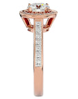Inel de Logodnă din Aur 14k cu Diamante Naturale Brilliant Halo Pavé de 2.22 ct din 14k Aur Roz - Castelo.ro