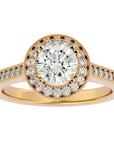 Inel de Logodnă din Aur 14k cu Diamante Create în Laborator Brilliant Halo Pavé de 1.59 ct din 14k Aur Galben - Castelo.ro
