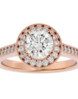 Inel de Logodnă cu Moissanite Brilliant Halo Pavé de 1.59 ct din 18k Aur Roz - Castelo.ro