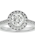 Inel de Logodnă cu Diamante Naturale Brilliant Halo Pavé de 1.59 ct din Platina - Castelo.ro