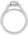 Inel de Logodnă cu Diamante Naturale Brilliant Halo Pavé de 1.59 ct din Platina - Castelo.ro