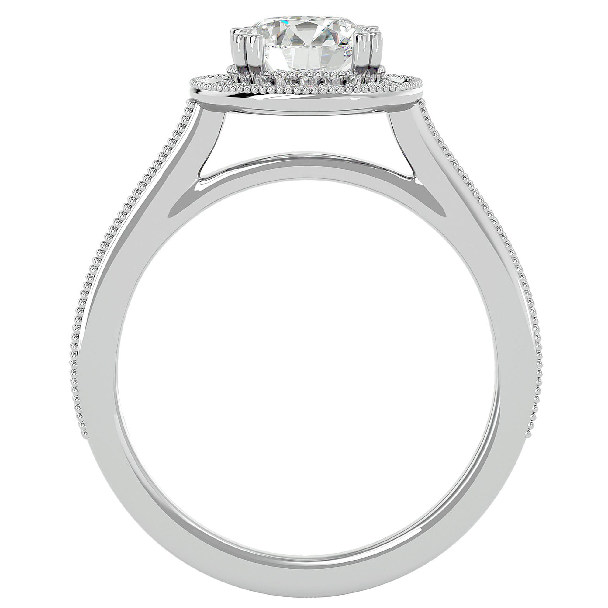 Inel de Logodnă cu Moissanite Brilliant Halo Pavé de 1.59 ct din Platina - Castelo.ro