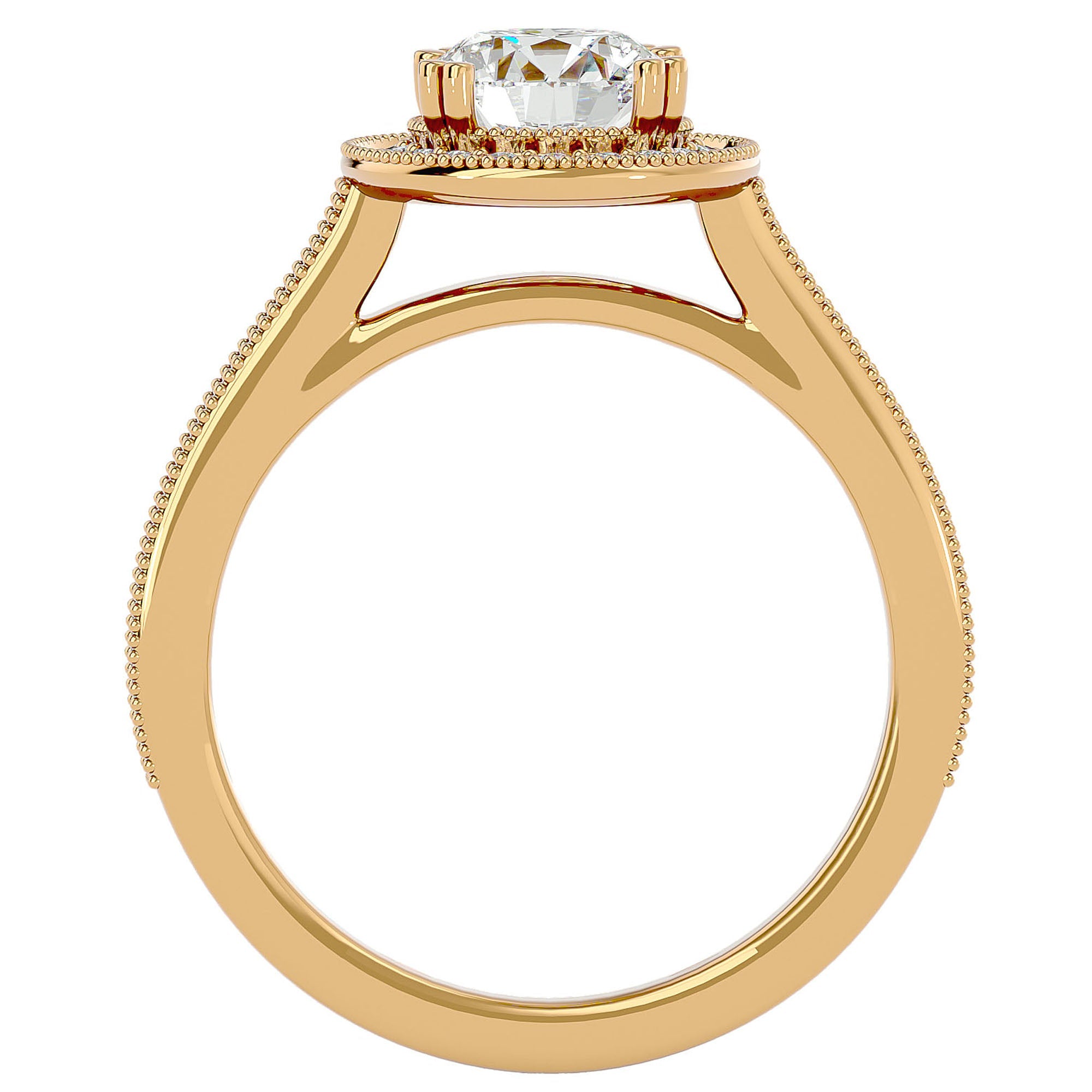 Inel de Logodnă din Aur 14k cu Diamante Naturale Brilliant Halo Pavé de 1.59 ct din 14k Aur Galben - Castelo.ro