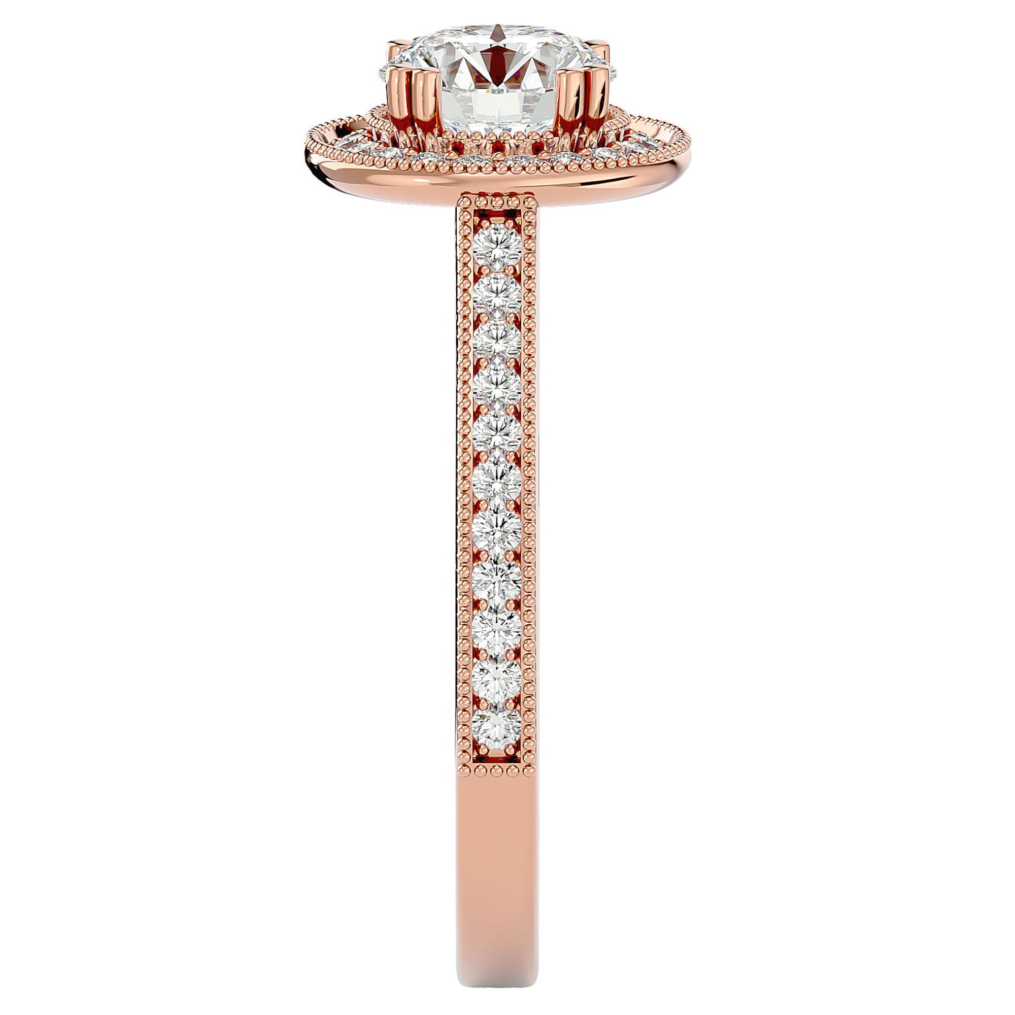 Inel de Logodnă din Aur 14k cu Diamante Naturale Brilliant Halo Pavé de 1.59 ct din 14k Aur Roz - Castelo.ro