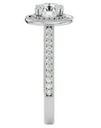 Inel de Logodnă din Aur 14k cu Diamante Create în Laborator Brilliant Halo Pavé de 1.59 ct din 14k Aur Alb - Castelo.ro