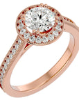 Inel de Logodnă din Aur 14k cu Diamante Create în Laborator Brilliant Halo Pavé de 1.59 ct din 14k Aur Roz - Castelo.ro