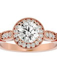 Inel de Logodnă cu Moissanite Brilliant Halo Pavé de 1.39 ct din 18k Aur Roz - Castelo.ro