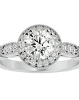 Inel de Logodnă cu Diamante Naturale Brilliant Halo Pavé de 1.39 ct din Platina - Castelo.ro