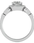 Inel de Logodnă cu Diamante Naturale Brilliant Halo Pavé de 1.39 ct din Platina - Castelo.ro