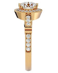 Inel de Logodnă din Aur 14k cu Diamante Create în Laborator Brilliant Halo Pavé de 1.39 ct din 14k Aur Galben - Castelo.ro