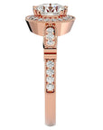 Inel de Logodnă din Aur 14k cu Moissanite Brilliant Halo Pavé de 1.39 ct din 14k Aur Roz - Castelo.ro
