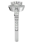 Inel de Logodnă cu Diamante Naturale Brilliant Halo Pavé de 1.39 ct din Platina - Castelo.ro