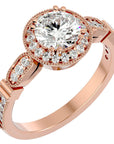Inel de Logodnă din Aur 14k cu Diamante Naturale Brilliant Halo Pavé de 1.39 ct din 14k Aur Roz - Castelo.ro